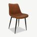 Theo Dining Chair, Brown PU Leather & Steel oblique view