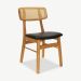 Jenson Dining Chair, Rattan & Black PU Leather seat