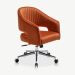Constance Office Chair, Orange Velvet & Chrome oblique view