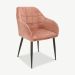 Luca Dining Chair, Pink Velvet & Black legs oblique view